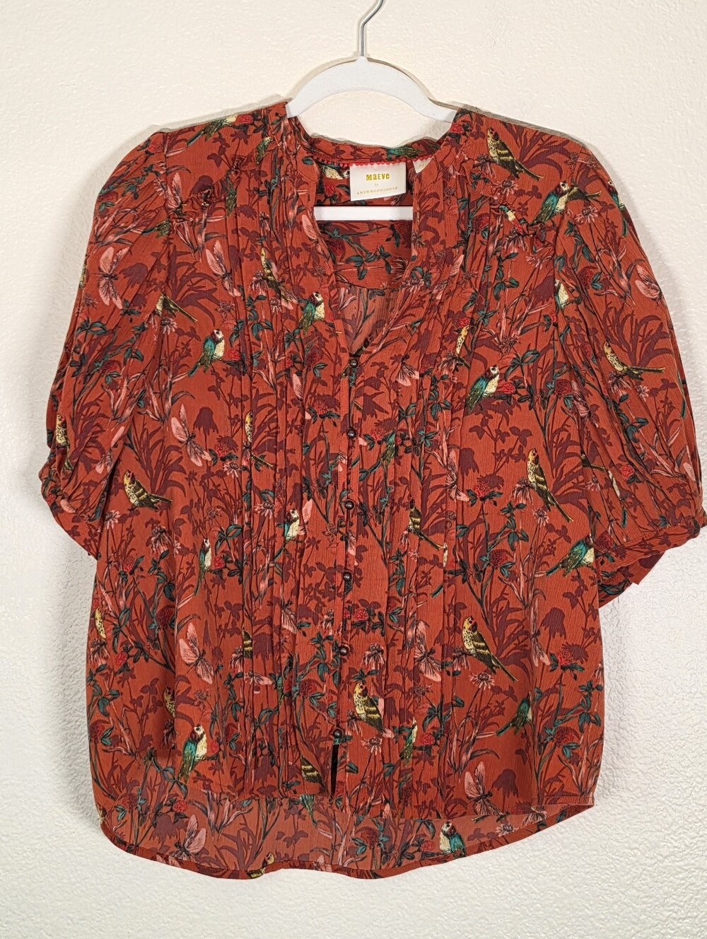 Anthropologie by Maeve Liliana Pleated Button-down Blouse M - Picture 2 of 7